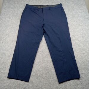 Haggar Pants Mens 38x32 Navy Blue JM‎ Slim Fit Dress Slacks Performance Stretch